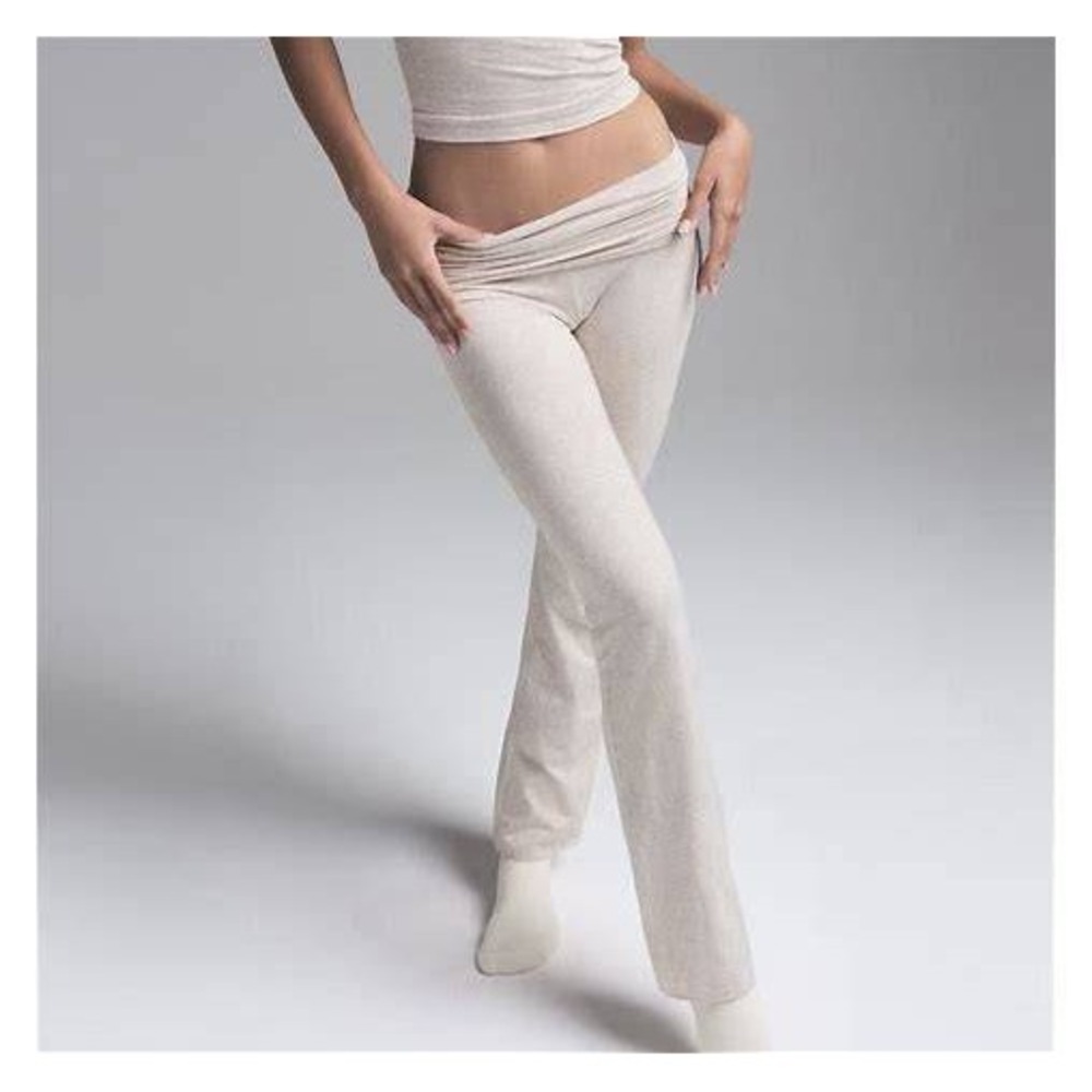 Skims cotton rib jersey foldover pant in oatmeal heather